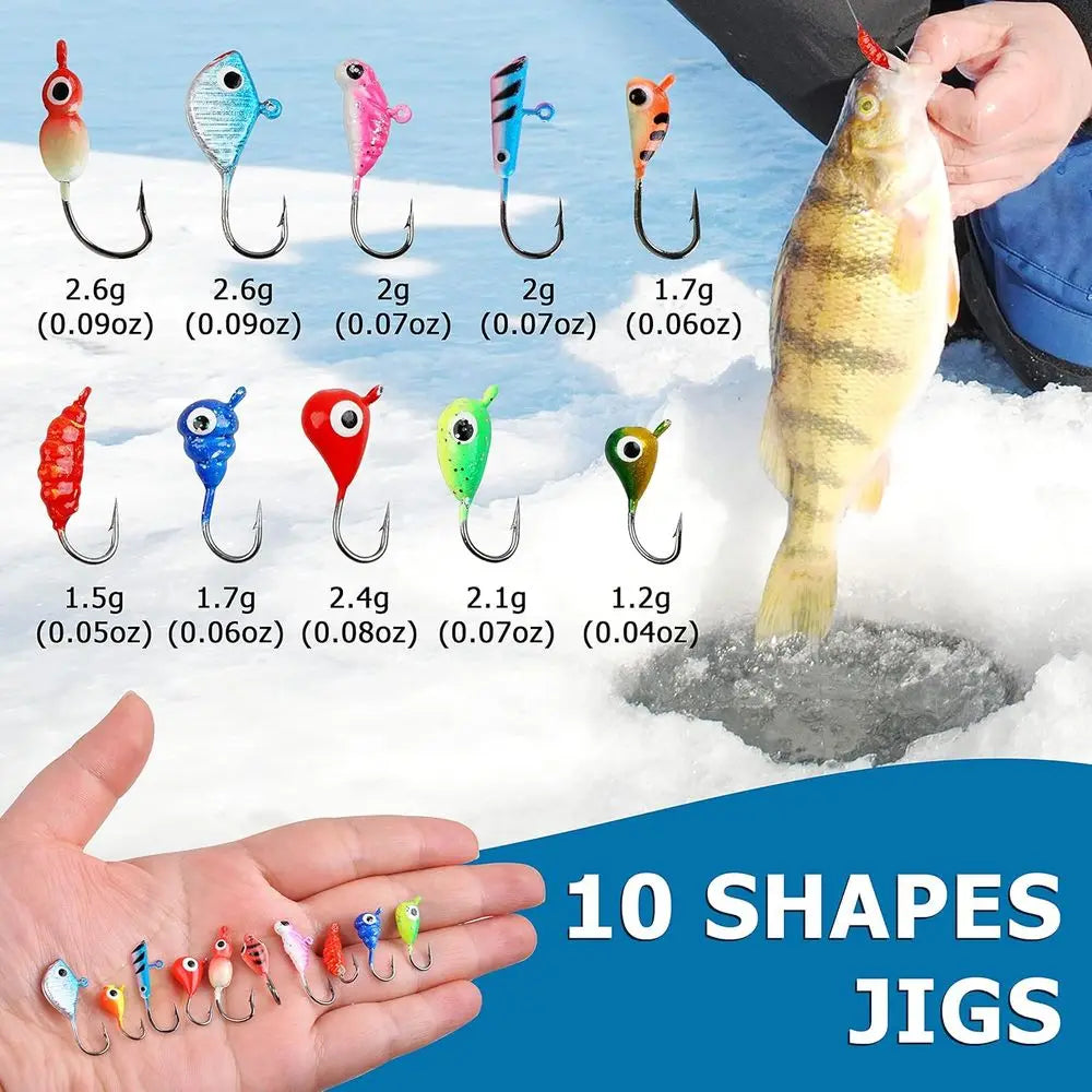 Winter Ice Fishing Lure Kit With Jigs And Hooks Walleye