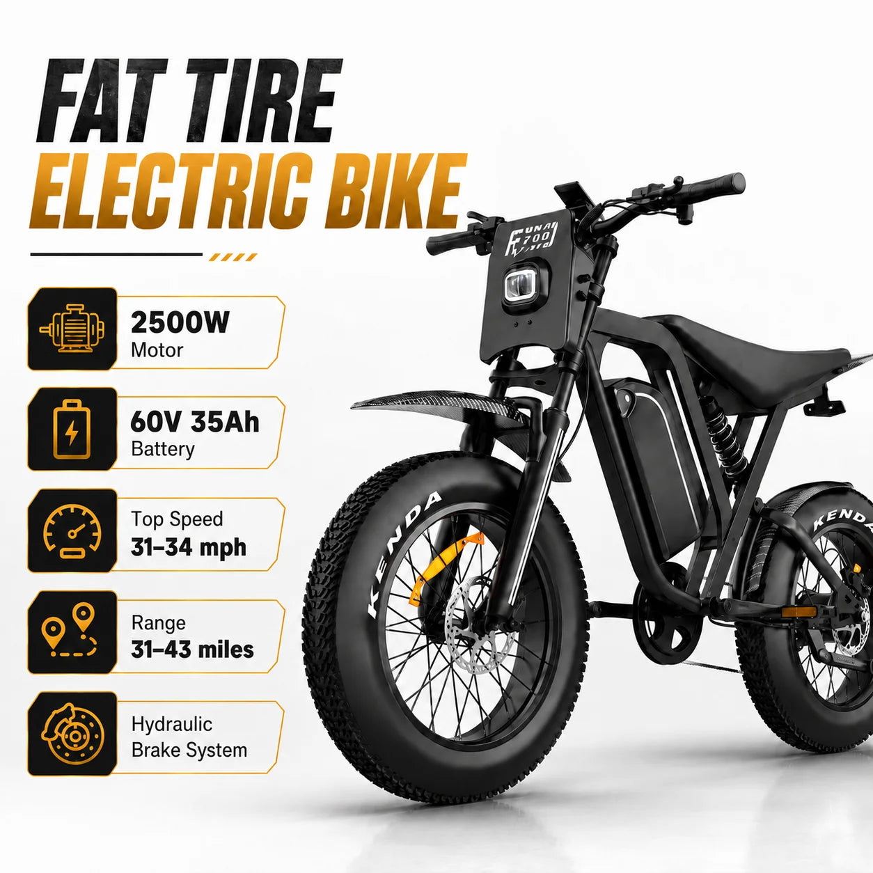 2500W electric dirt bike, 60V power supply, oil brake, shipped from warehouse in the United States e-bike Adult bike electric
