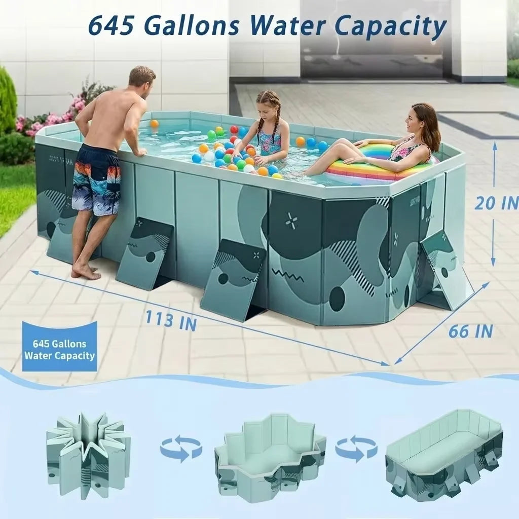 Outdoor Swimming Pool Foldable Big Capacity Non-Inflatable Family Pool Thickened Wear-Resistant for Summer Water Party  Fun in the Sun