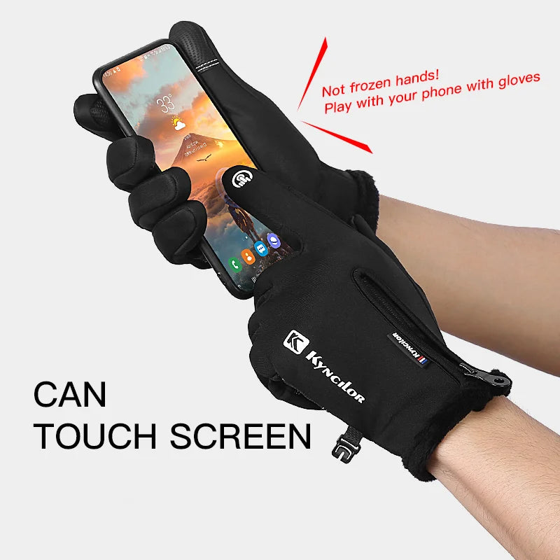 Zipper Winter Gloves for Men Women, Thermal Touchscreen Gloves Waterproof Windproof for Cycling, Skiing, Running & Cold Weather