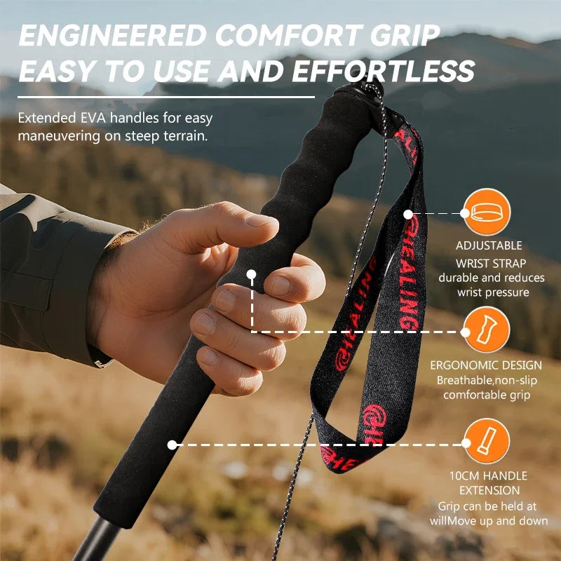 OKHEALINGCN Ultralight Trekking Poles Carbon Fiber 2-Piece