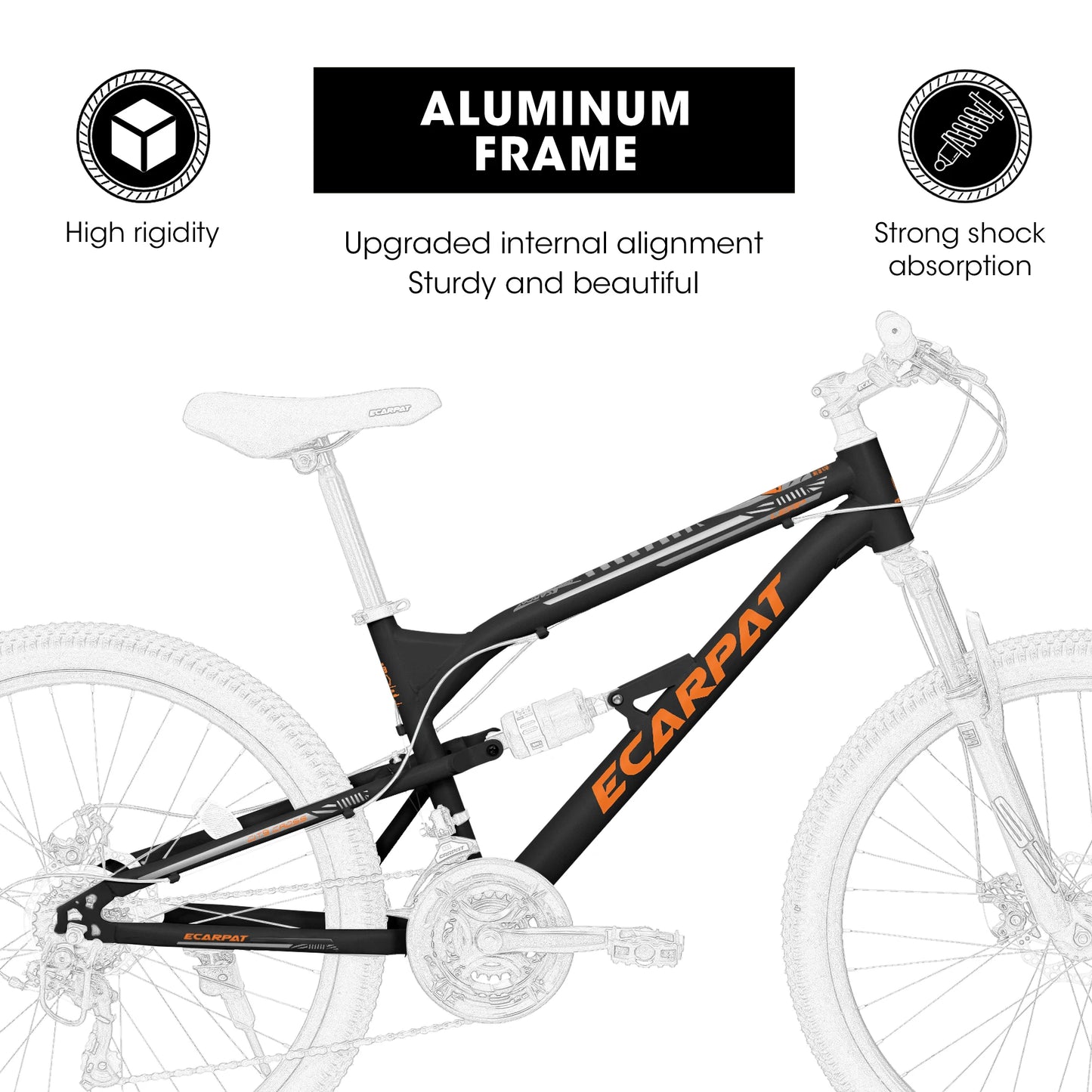 Ecarpat Mountain Bike Dual Full Suspension 21-Speed Disc Brakes
