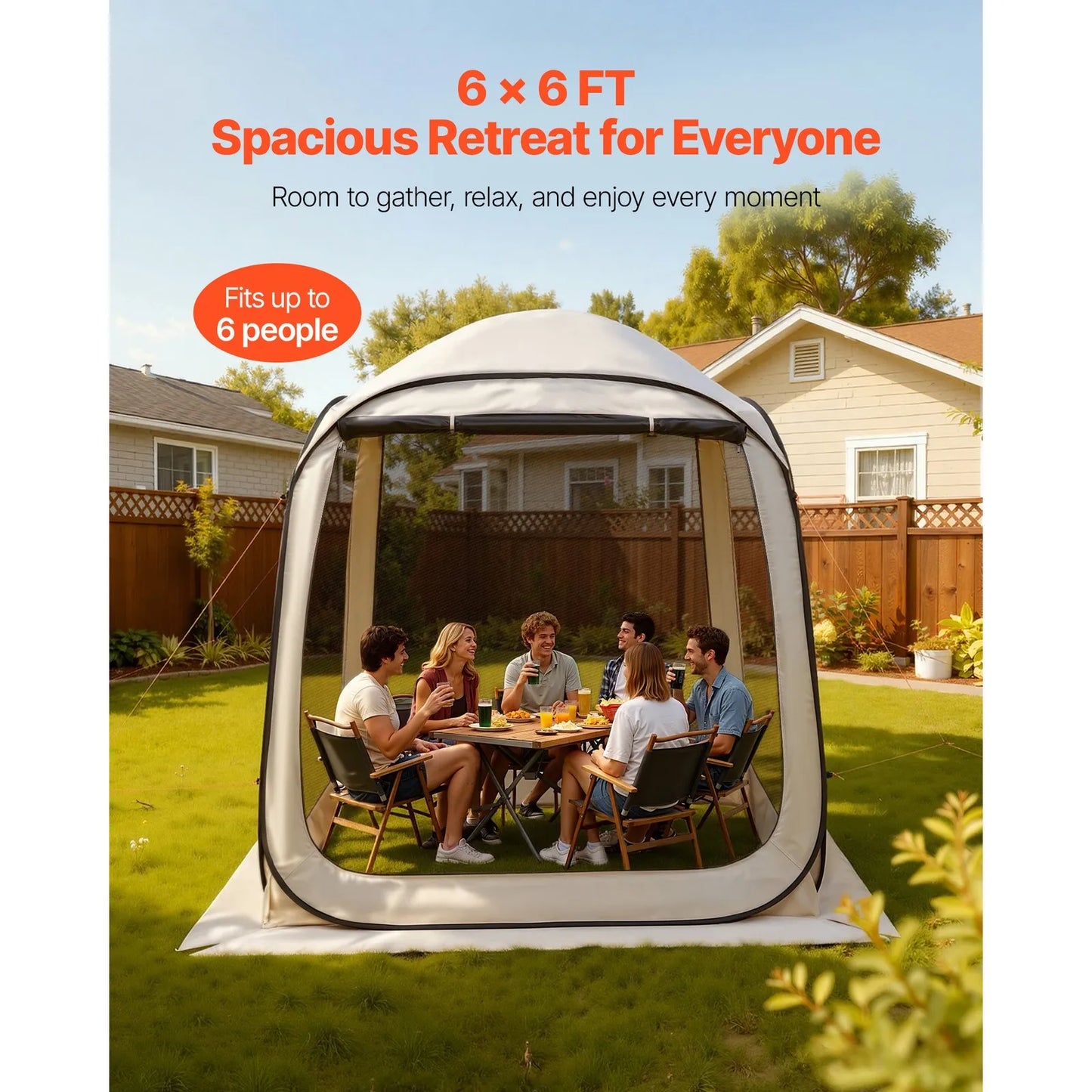 Pop Up Screen House Tent Gazebo For Camping 4-6 People