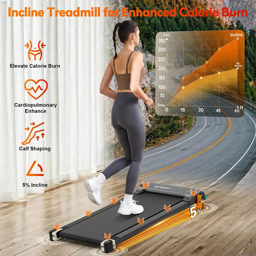 Akluer 520 Dual-Sided Under Desk Treadmill with Shiatsu Foot Massager, Walking Pad with Incline, 2.5HP Quiet Motor, LED Display, Remote Control, 150kg (330 LBS) Capacity, 900*400mm Running Area, Local delivery