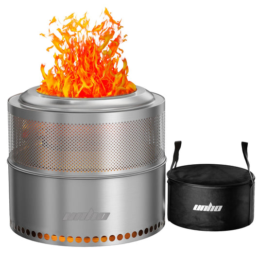 Wood Burning Fire Pit Stainless Steel Smokeless With Carry Bag