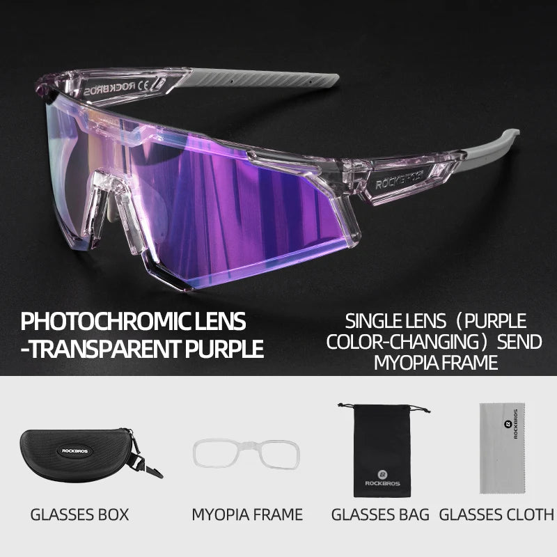 ROCKBROS Cycling Glasses Photochromic Bike Bicycle Glasses Polarized Men Sunglasses MTB Road Cycling Eyewear Protection Goggles