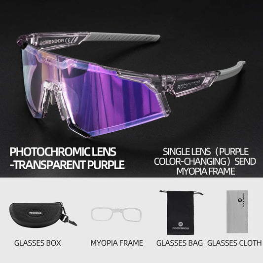 ROCKBROS Cycling Glasses Photochromic Bike Bicycle Glasses Polarized Men Sunglasses MTB Road Cycling Eyewear Protection Goggles