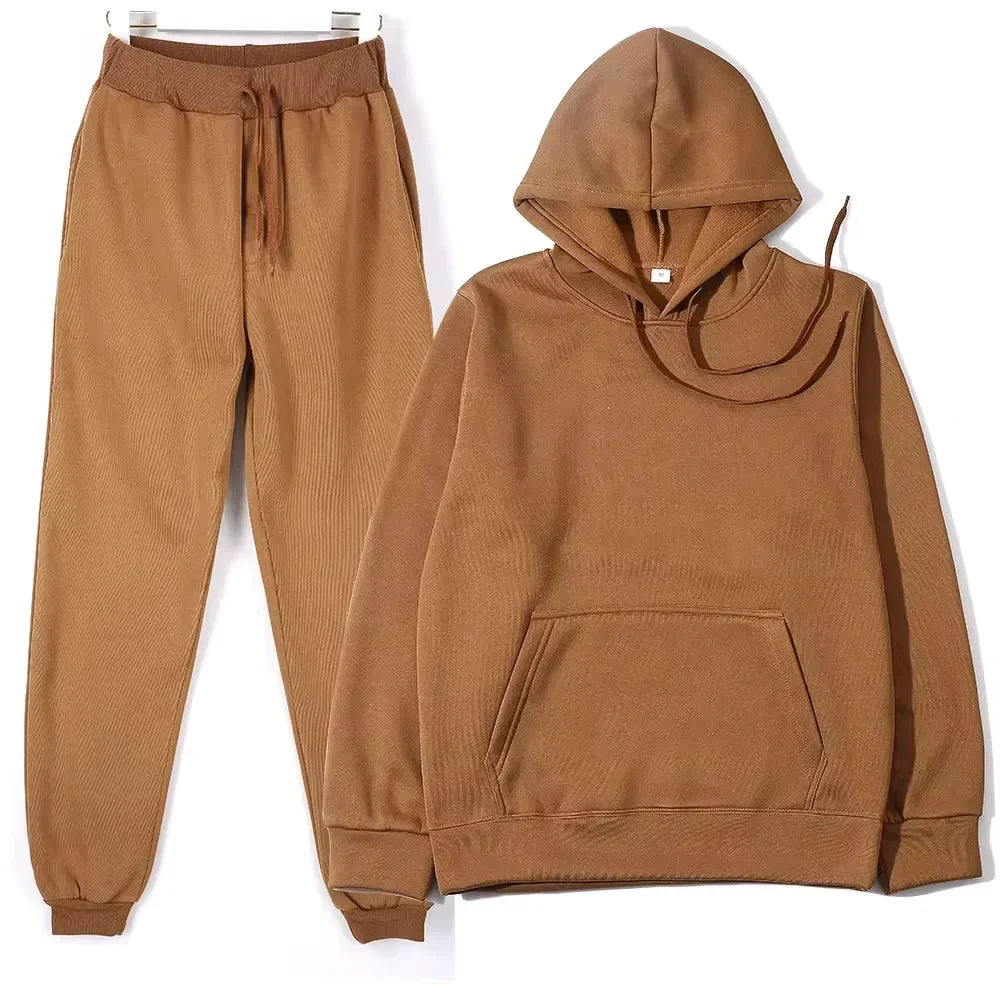 Winter Tracksuit Women Two Piece Set Hooded Sweatpants Casual Sportswear