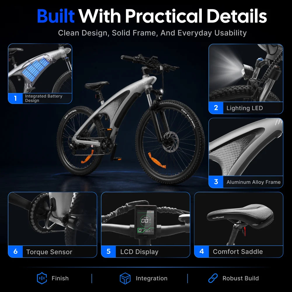 HX Q5 Ebike 2000W Torque Sensor Adults Electric Bike 85Nm 57KM/H Electric Bicycle 27.5“ Removable Battery Electric Mountain Bike