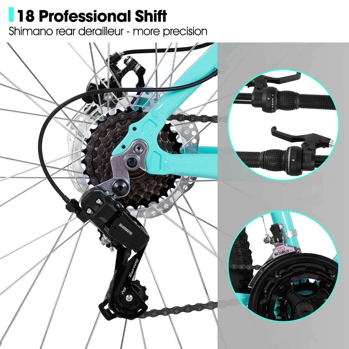 HILAND Mountain Bike for Women, 21 Speed Front Suspension