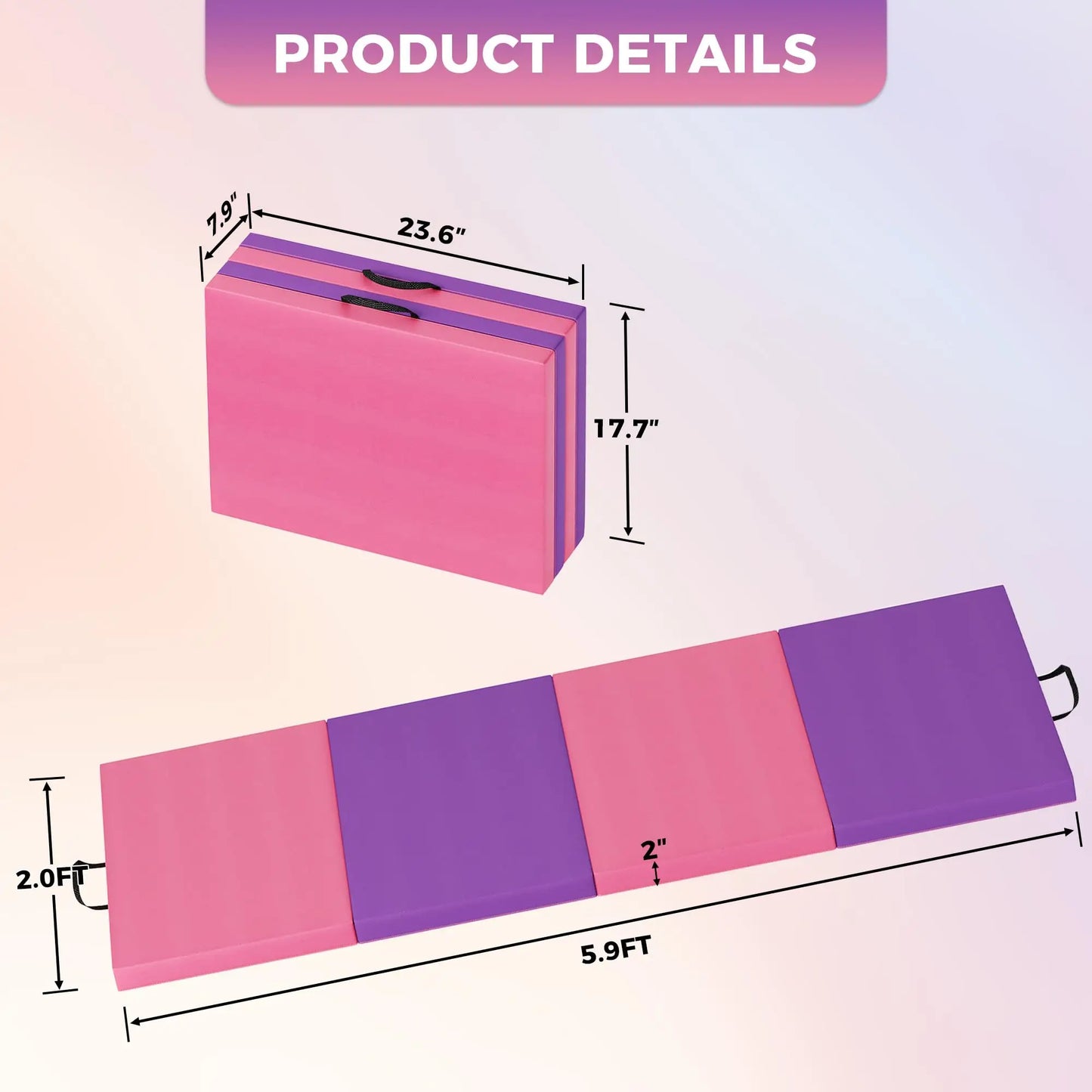 Gymnastics Mat,4-/5-fold Exercise Mats, Gymnastics Tumbling Mats, Thick Portable Home Gym Floor Pad for Yoga, Pilates, Aerobics