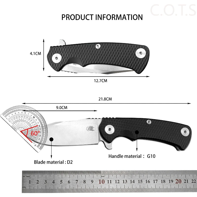 XM18 EDC Folding Knife D2 Steel G10 Handle Survival Outdoor Utility