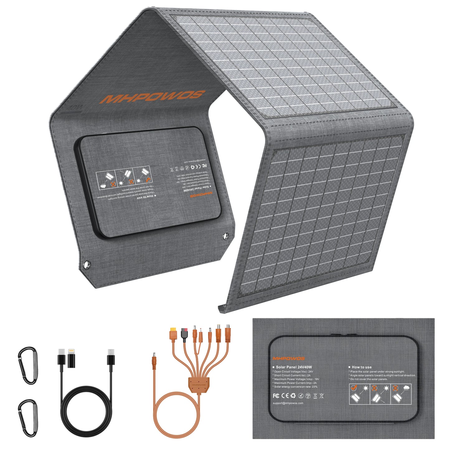 MHPOWOS Portable Foldable Solar Panel Charger For Camping RV Emergency