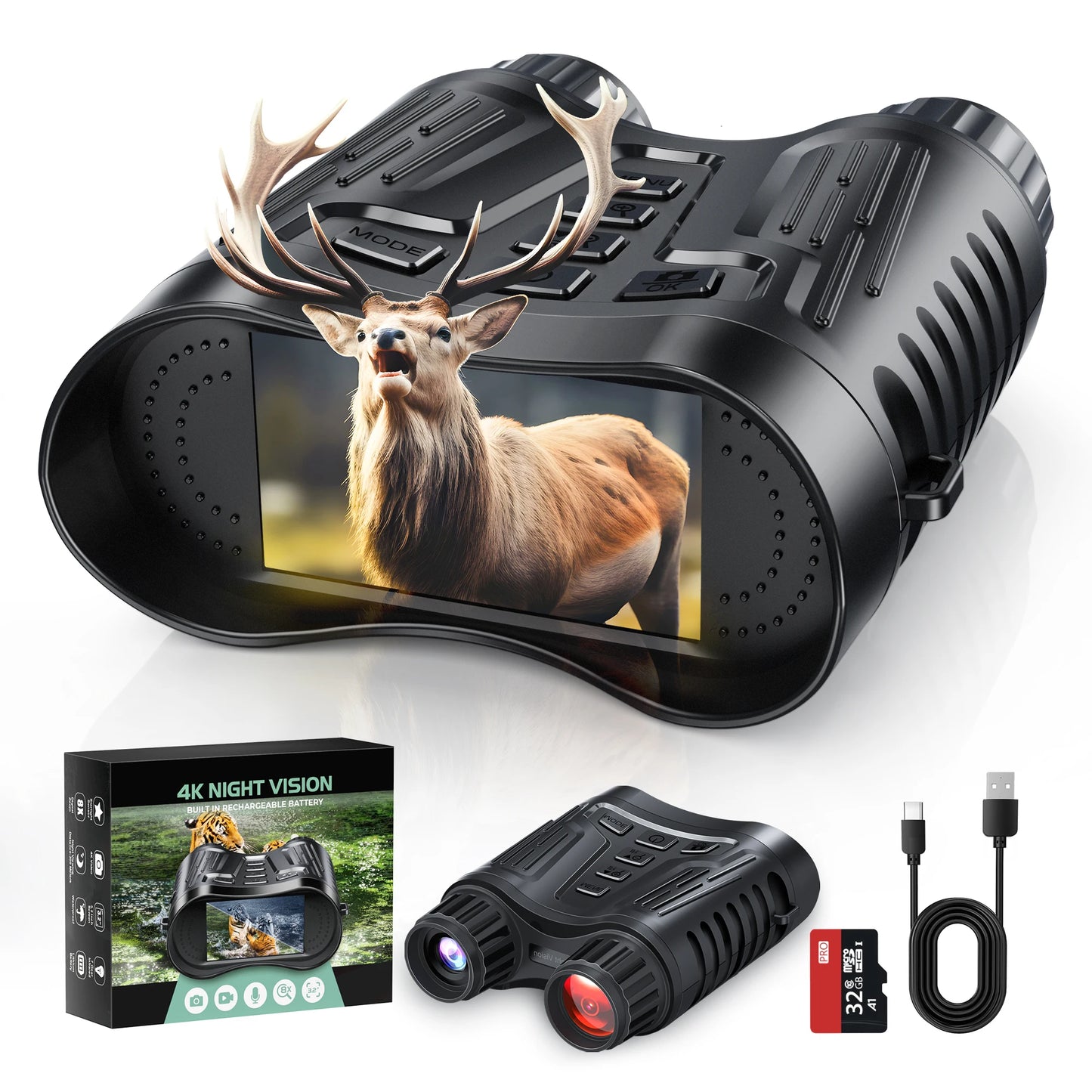 DIYIME Night Vision Binoculars 8X Digital Zoom With IR Illuminator