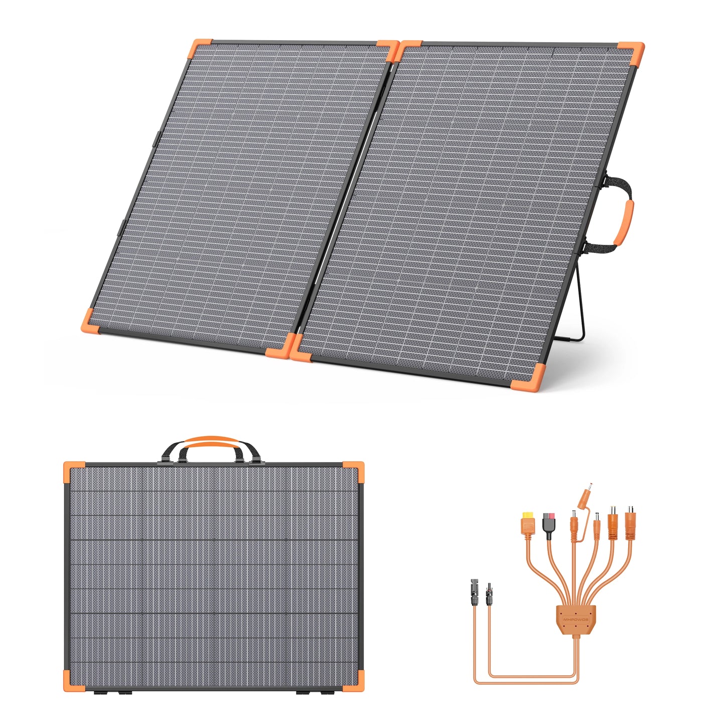 MHPOWOS 400W/200W/100W Bifacial Solar Panel Foldable Solar Charger IP68 Waterproof Solar Generator Camping RV Emergency Supply