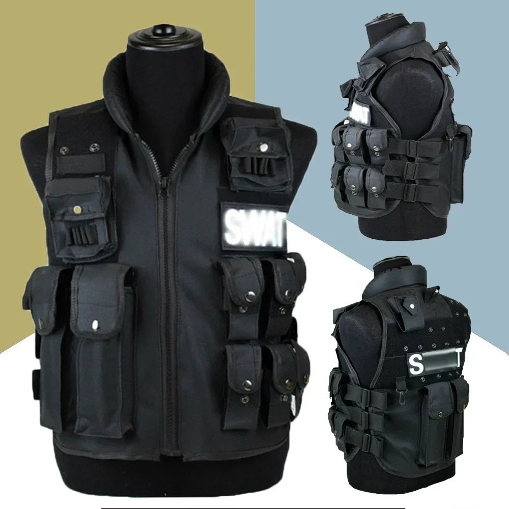 SWAT Multi Pocket Tactical Vest for Outdoor Training and Paintball