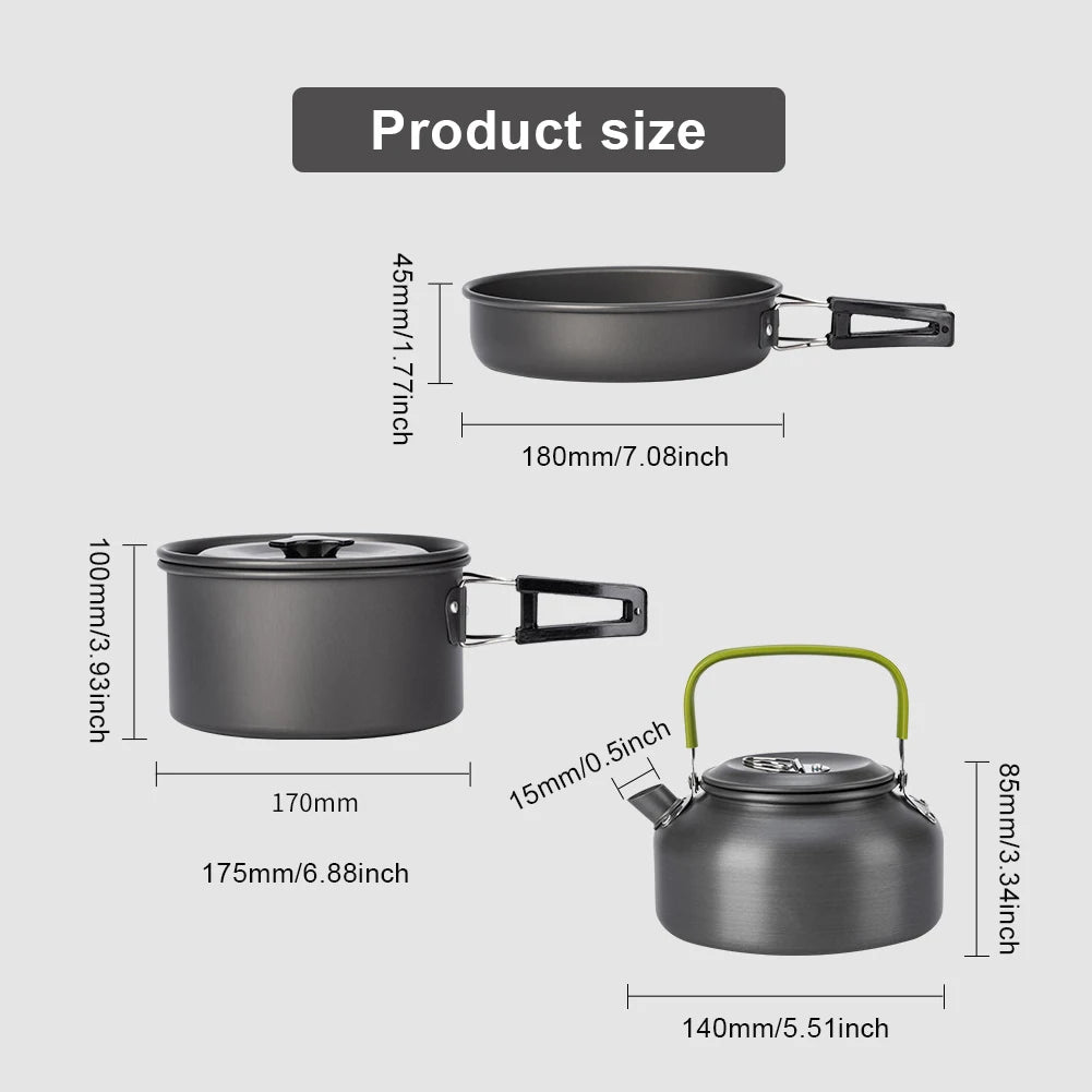 MOJOYCE 3-Piece Outdoor Camping Cookware Set with Mesh Bag