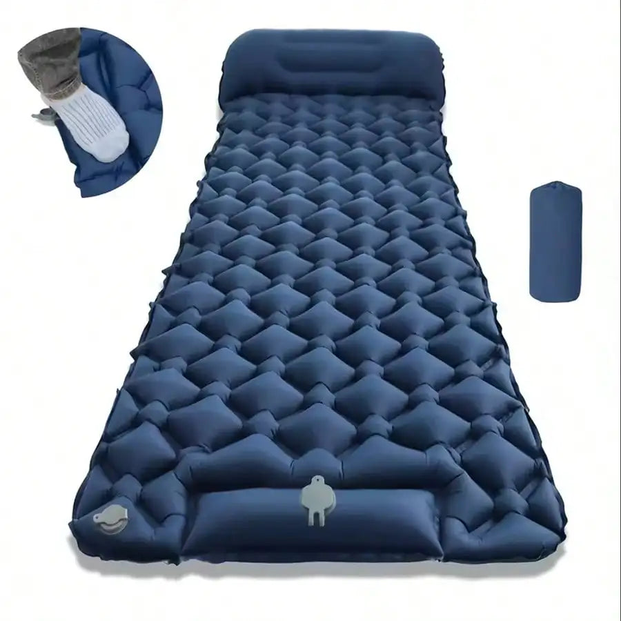 Ultra-Lightweight Inflatable Camping Mattress For 1 Person With Built-In Pump - Quick-Inflate/Deflate Sleep Pad, Portable Headrest Outdoor Air Bed, Ideal For Hiking, Car Camping, Travel - Orange Comfort Gear For Camping