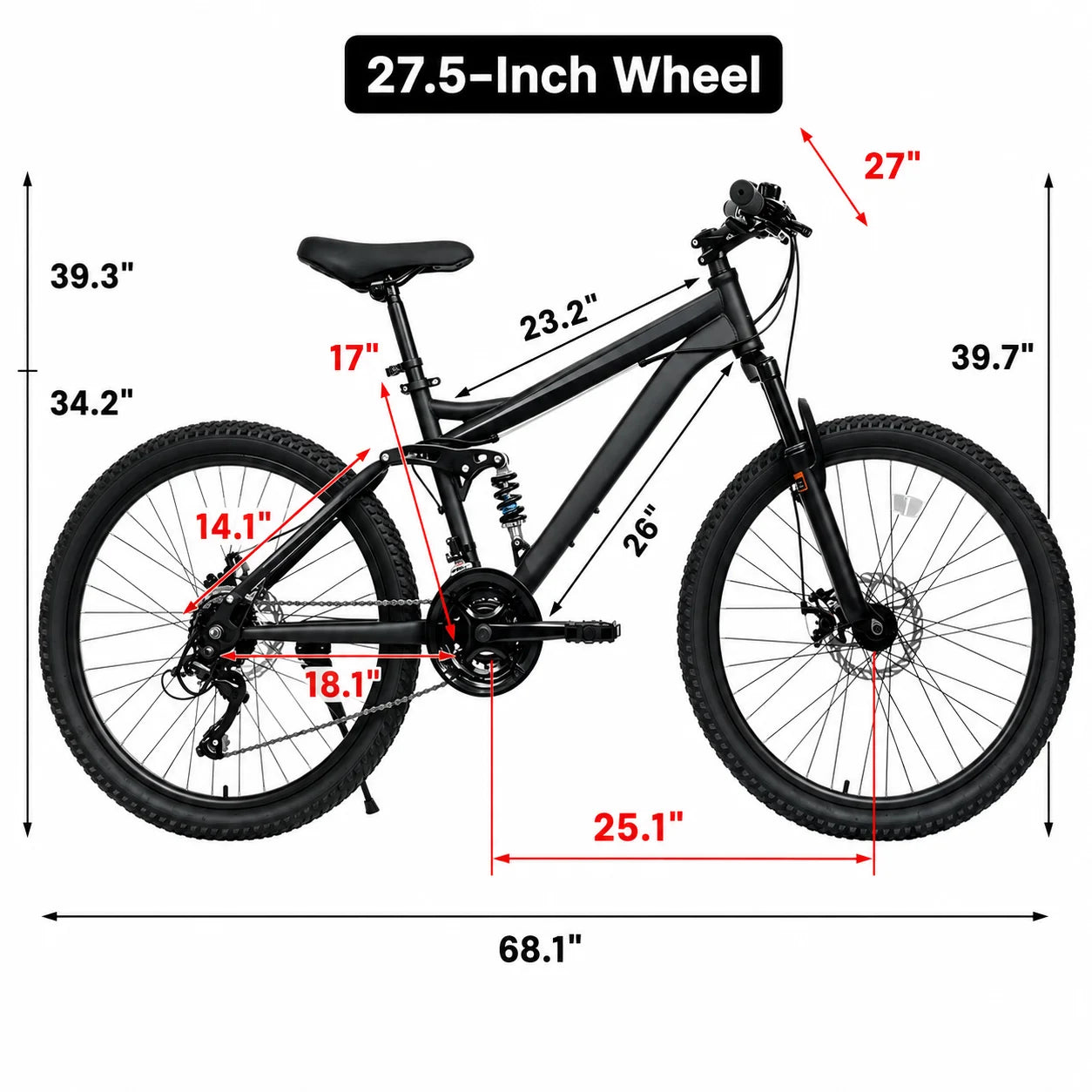Full Suspension Mountain Bike With 21 Speed Disc Brakes