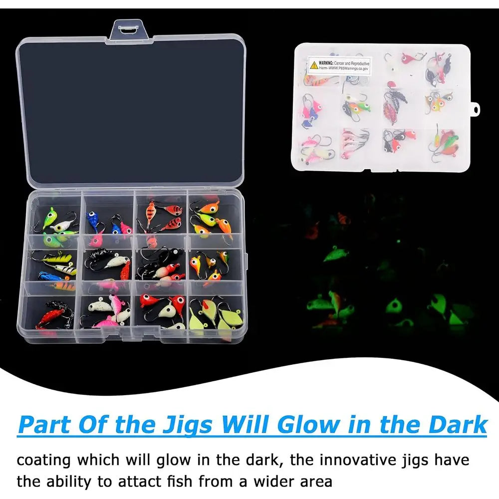 Winter Ice Fishing Lure Kit With Jigs And Hooks Walleye