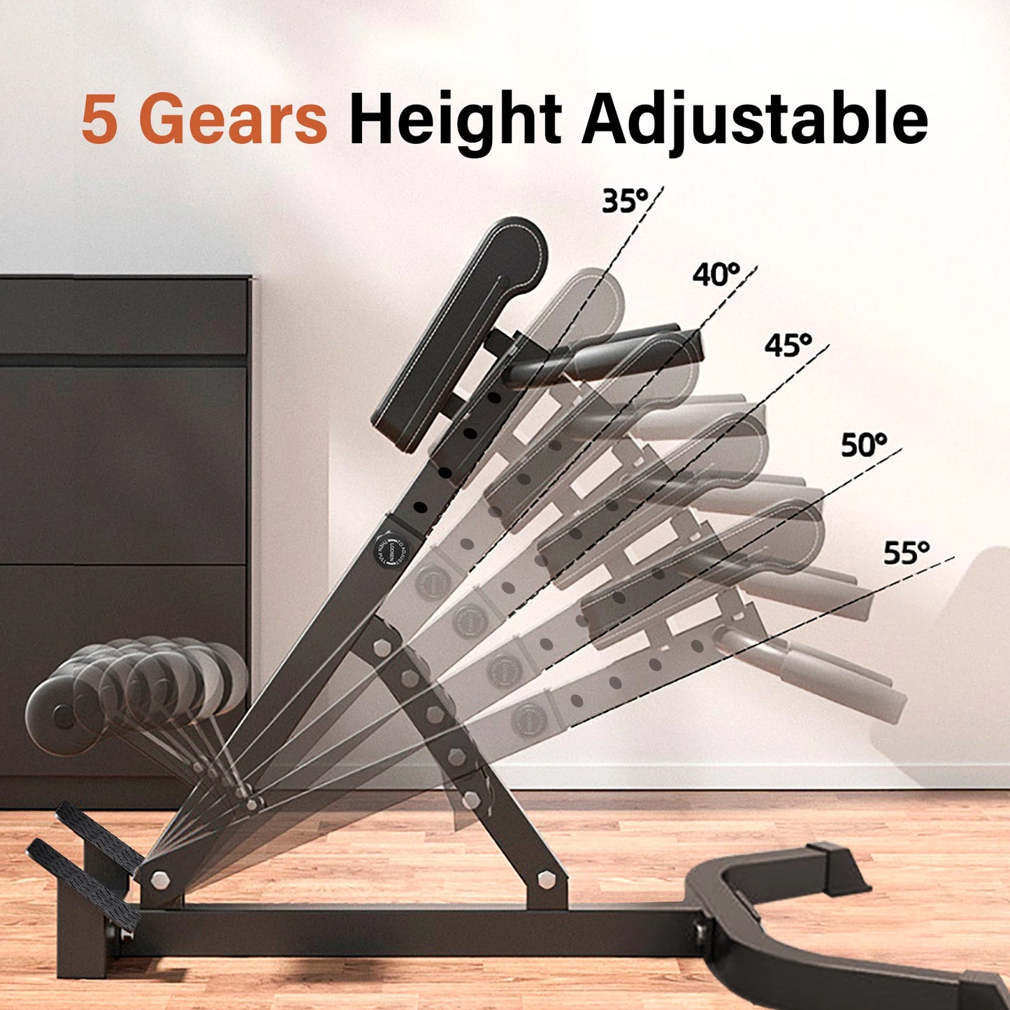 Folding Roman Chair Back Extension Bench, Adjustable Hyperextension Bench – Portable Lower Back Exercise Machine for Core Strength Training at Home Gym