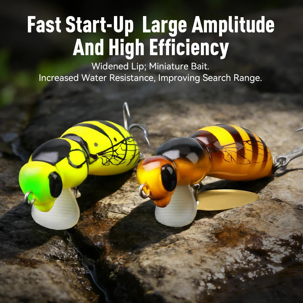 Kingdom 3Pcs Wasp Minnow Topwater Fishing Lure Two Types 35mm 3.9g Floating Spinner Single Hook Artificial Hard Baits Bass Pike