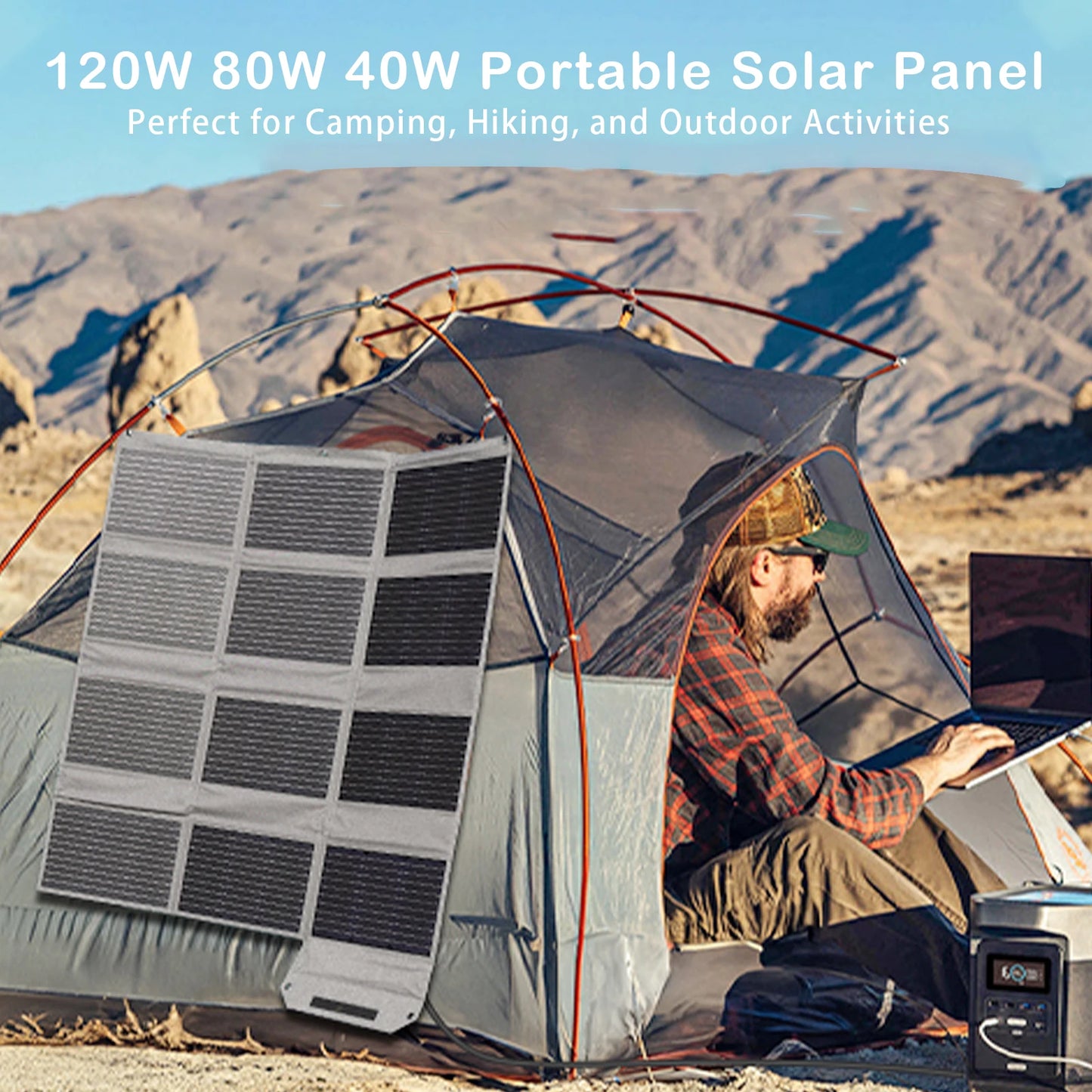 MHPOWOS Portable Foldable Solar Panel Charger For Camping RV Emergency