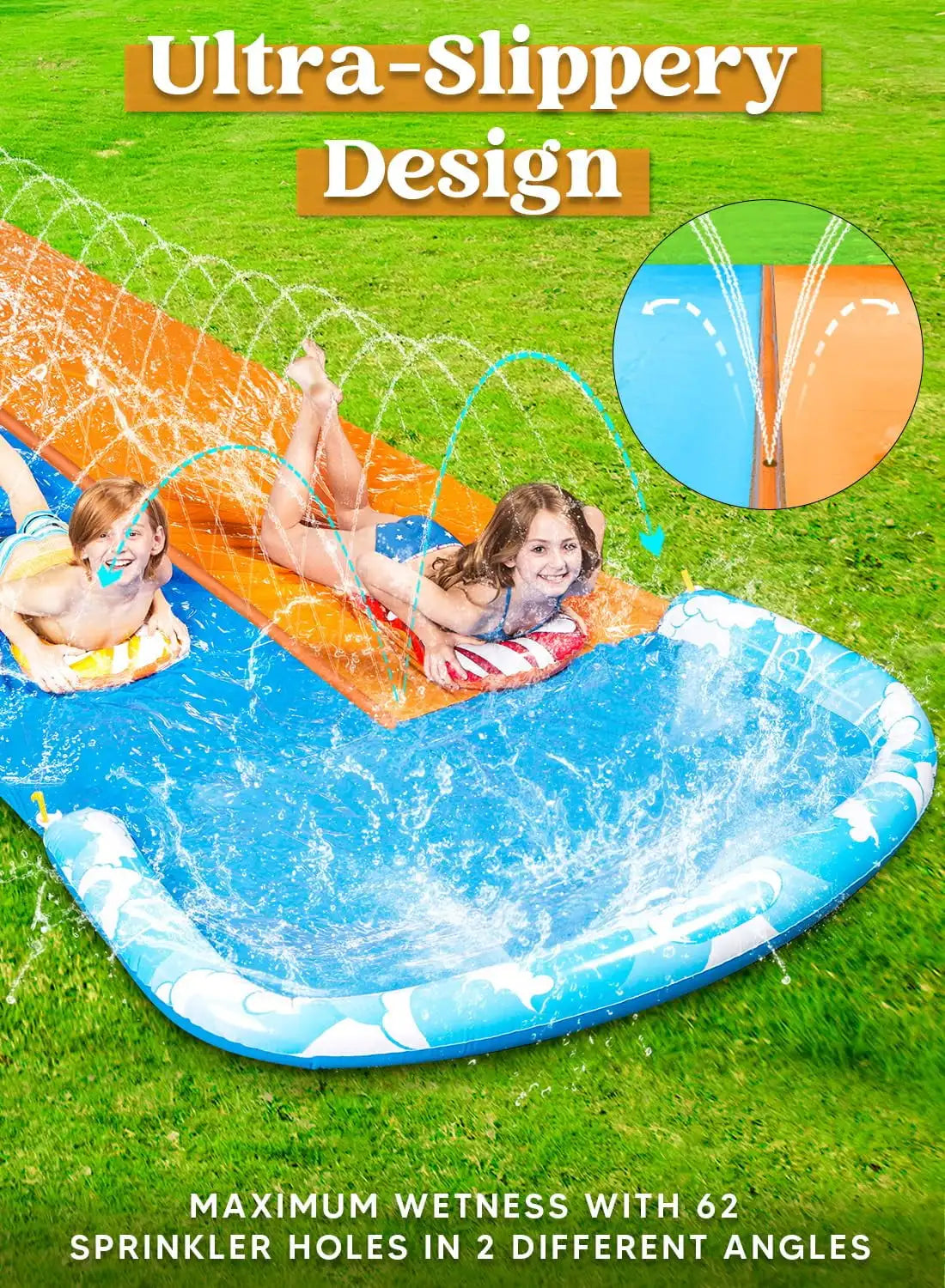 Joyfy Water Slide Set With Sprinkler And Bodyboards