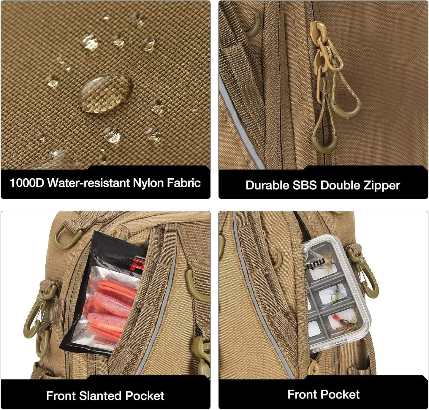 Water Resistant Fishing Tackle Backpack With Rod and Gear Holder
