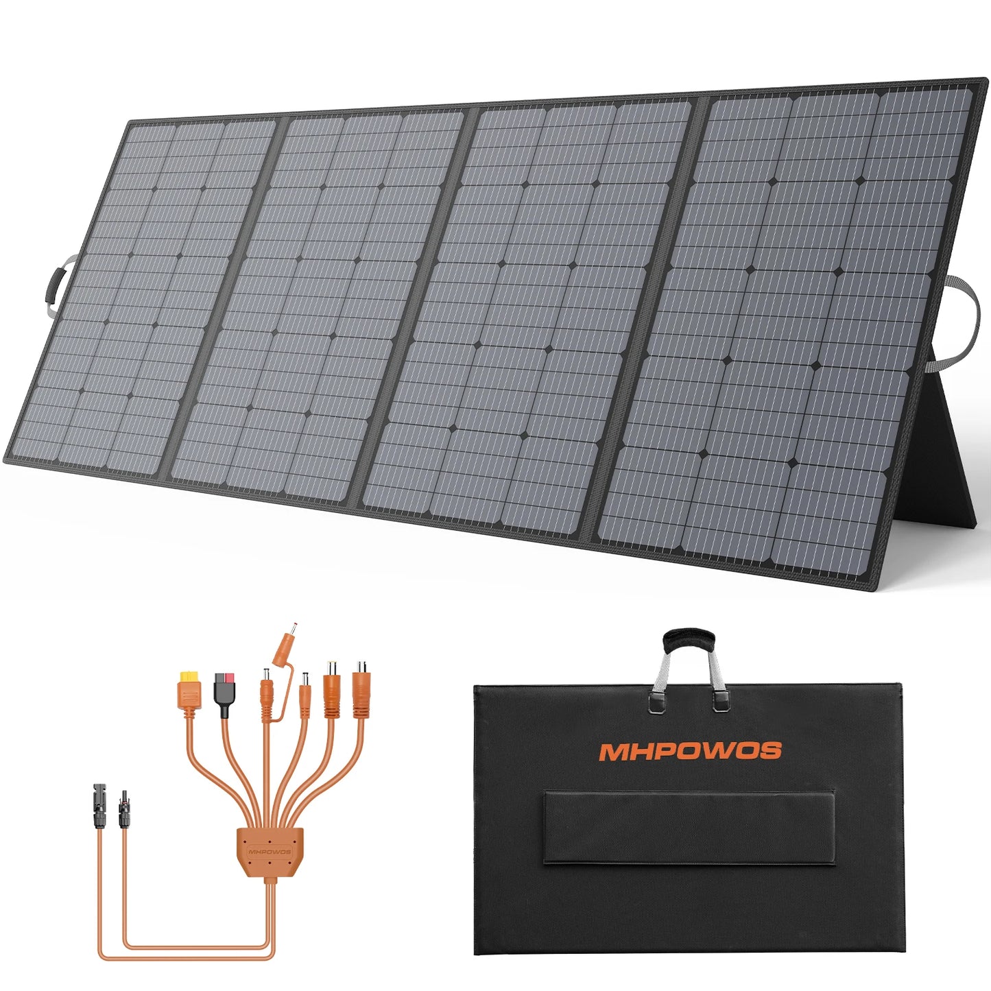 MHPOWOS 400W Portable Solar Panel for Power Stations Foldable Solar Handbag with Kickstands for Solar Generators, RVs, Camping