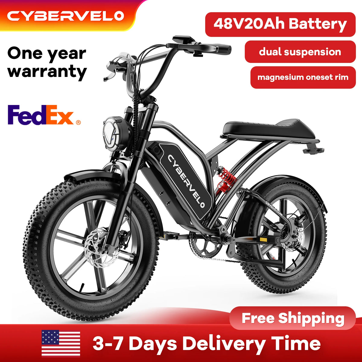 Cybervelo Electric Dirt Bike Fat Tire All Terrain E Bike