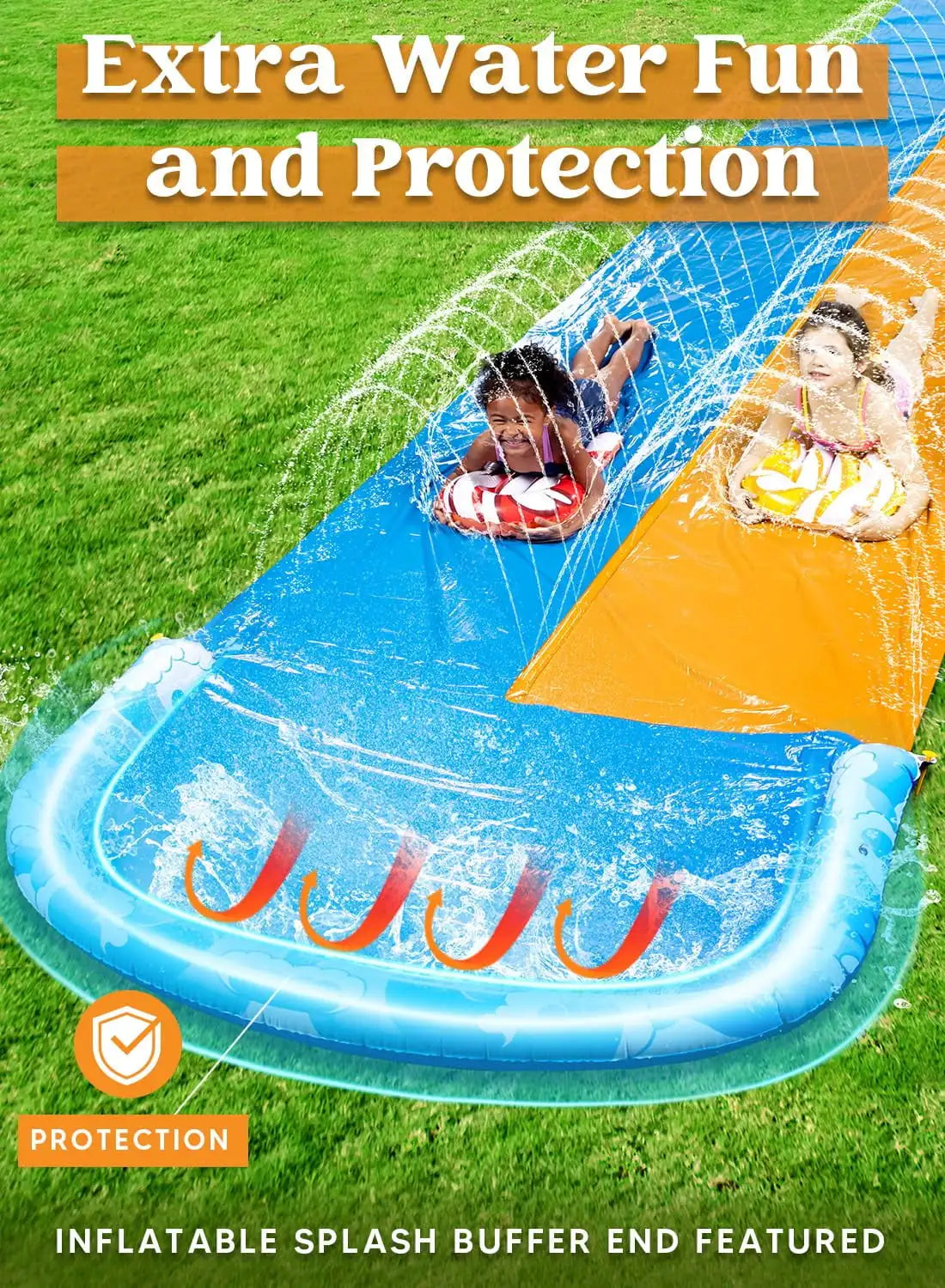Joyfy Water Slide Set With Sprinkler And Bodyboards