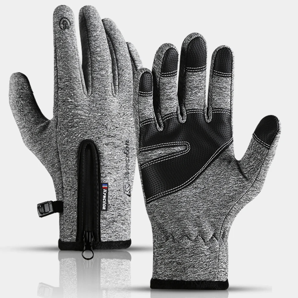 Zipper Winter Gloves for Men Women, Thermal Touchscreen Gloves Waterproof Windproof for Cycling, Skiing, Running & Cold Weather