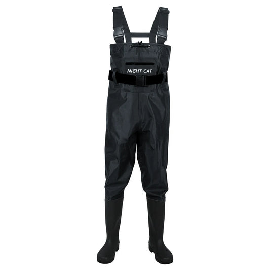Men Women Waterproof Nylon PVC Waders Heavy Duty Chest Waders with Boots for Fishing Hunting Farm Work Anti-Slip Sole Adjustable