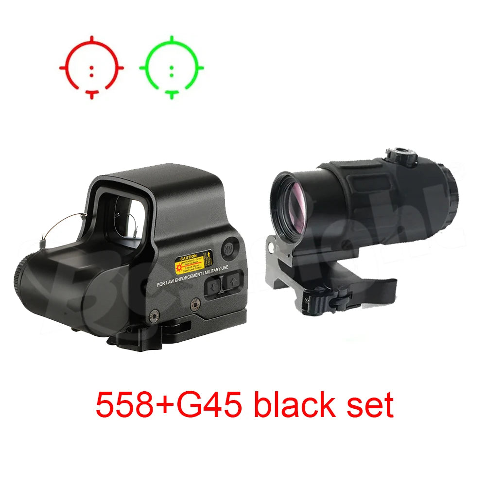 558 Red Dot Sight G33/G43/G45 Magnifier 558+G33 Holographic Sight with Switch to Side QD 20mm Rail Mount
