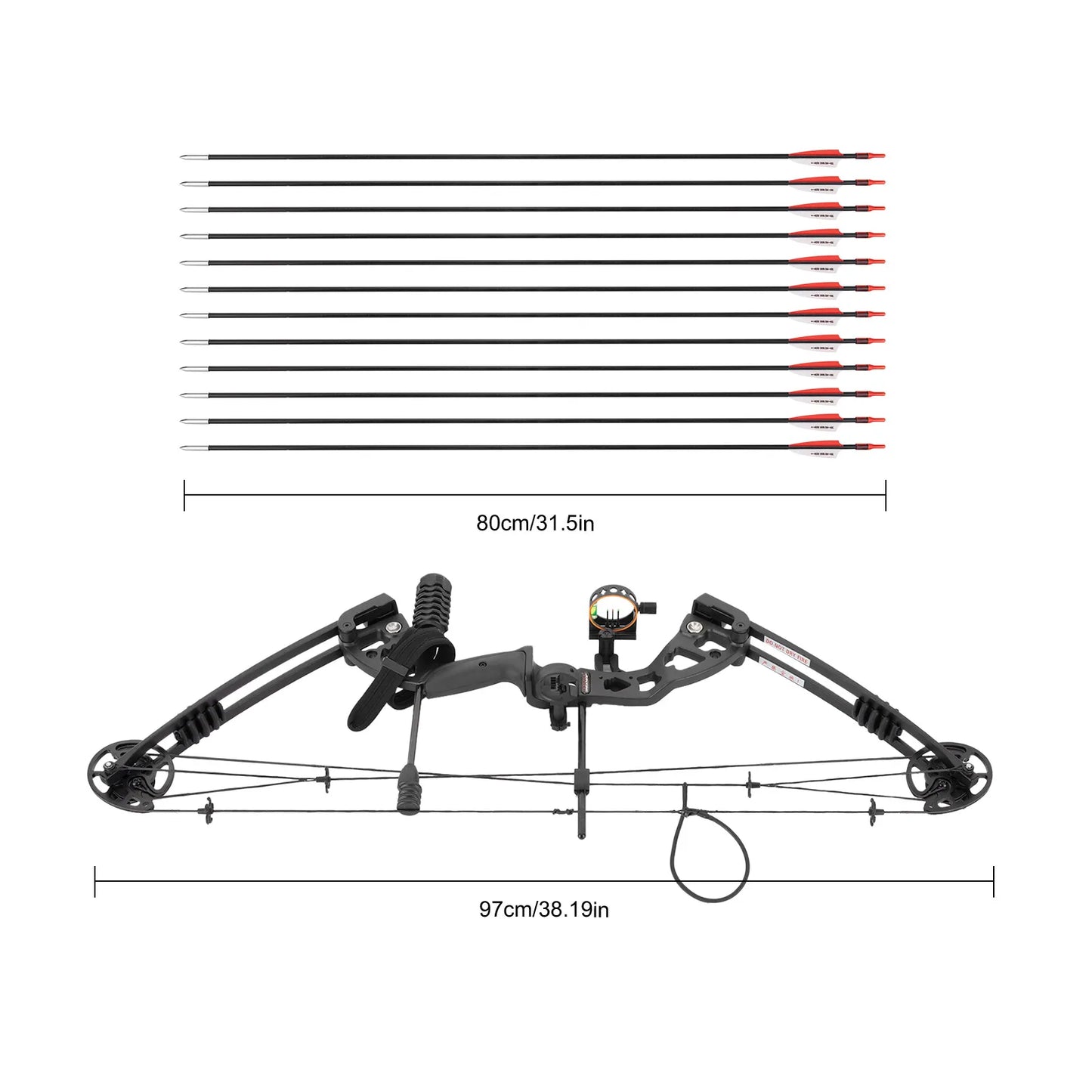 Compound Bow With Adjustable Draw Weight And 3 Pin Sight