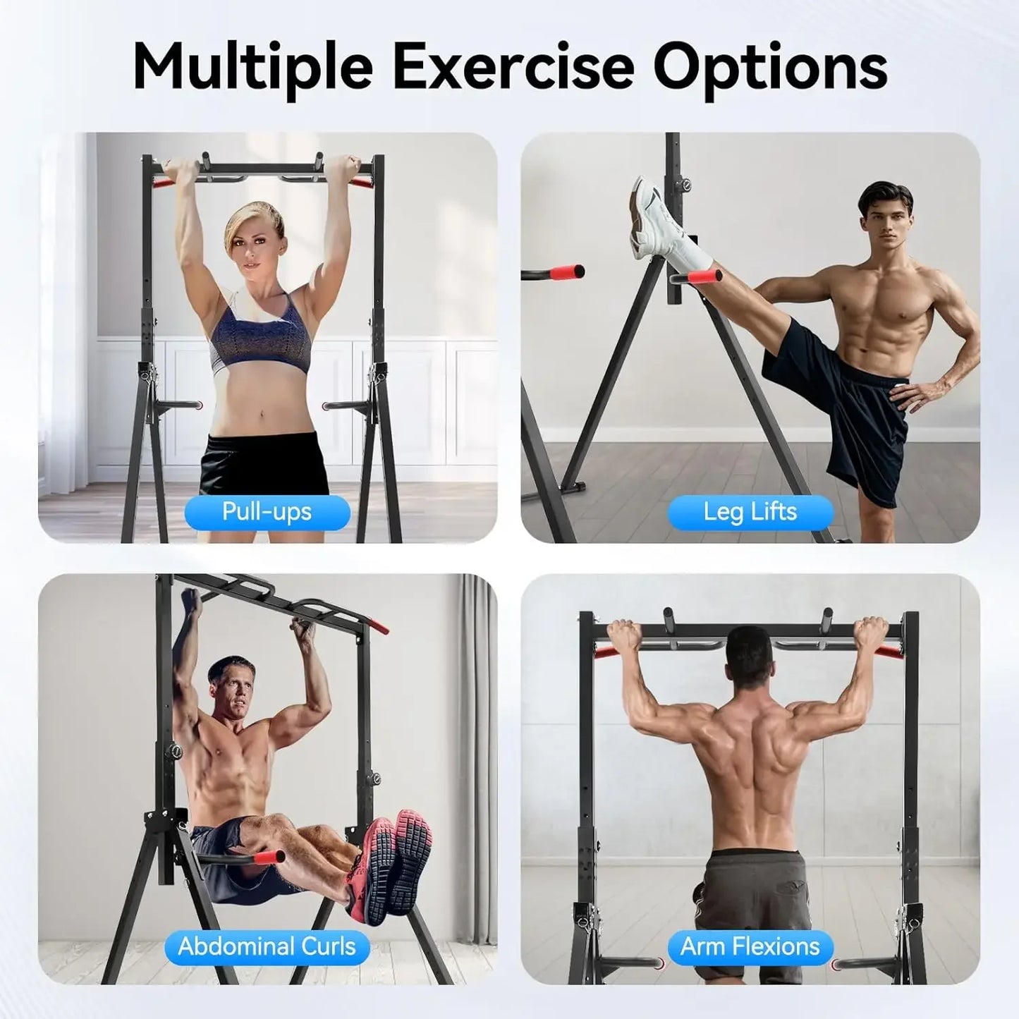 NEW Foldable Power Tower Dip Station, Height Adjustable,175cm-230 cm, Triangular Pull Up Station, 200kg, Multifunctional Fitness