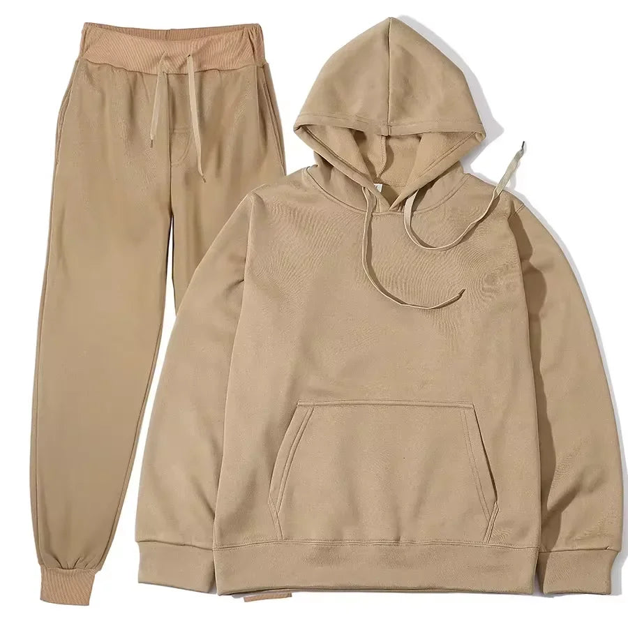 Winter Tracksuit Women Two Piece Set Hooded Sweatpants Casual Sportswear