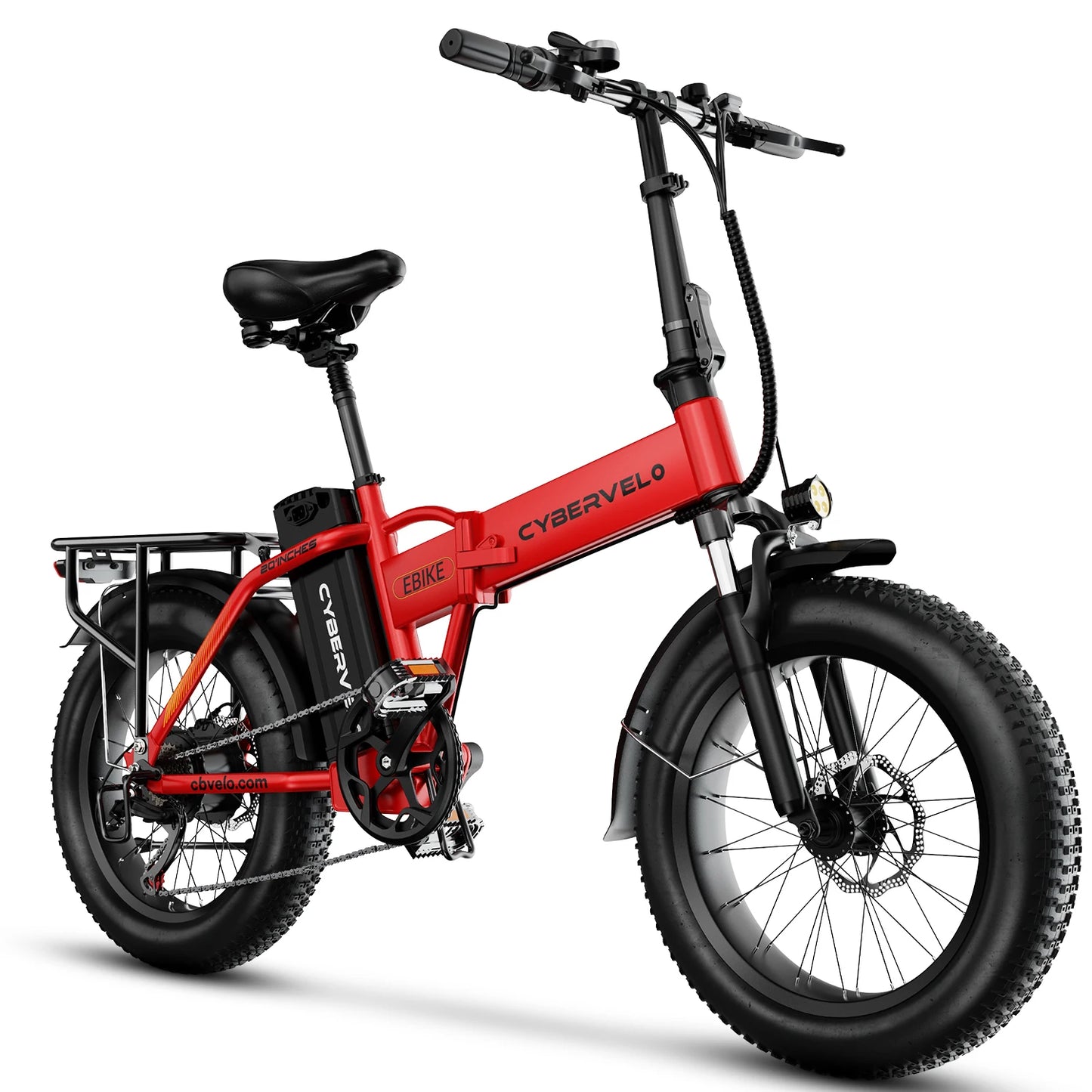 Cybervelo 1000W Peak High-speed Brushless Folding 20 Inch Fat Tire Electric Bike for Adults 48V 20.8Ah/50Ah Removable Battery 80 Miles Range Commuter E-Bicycle EK4
