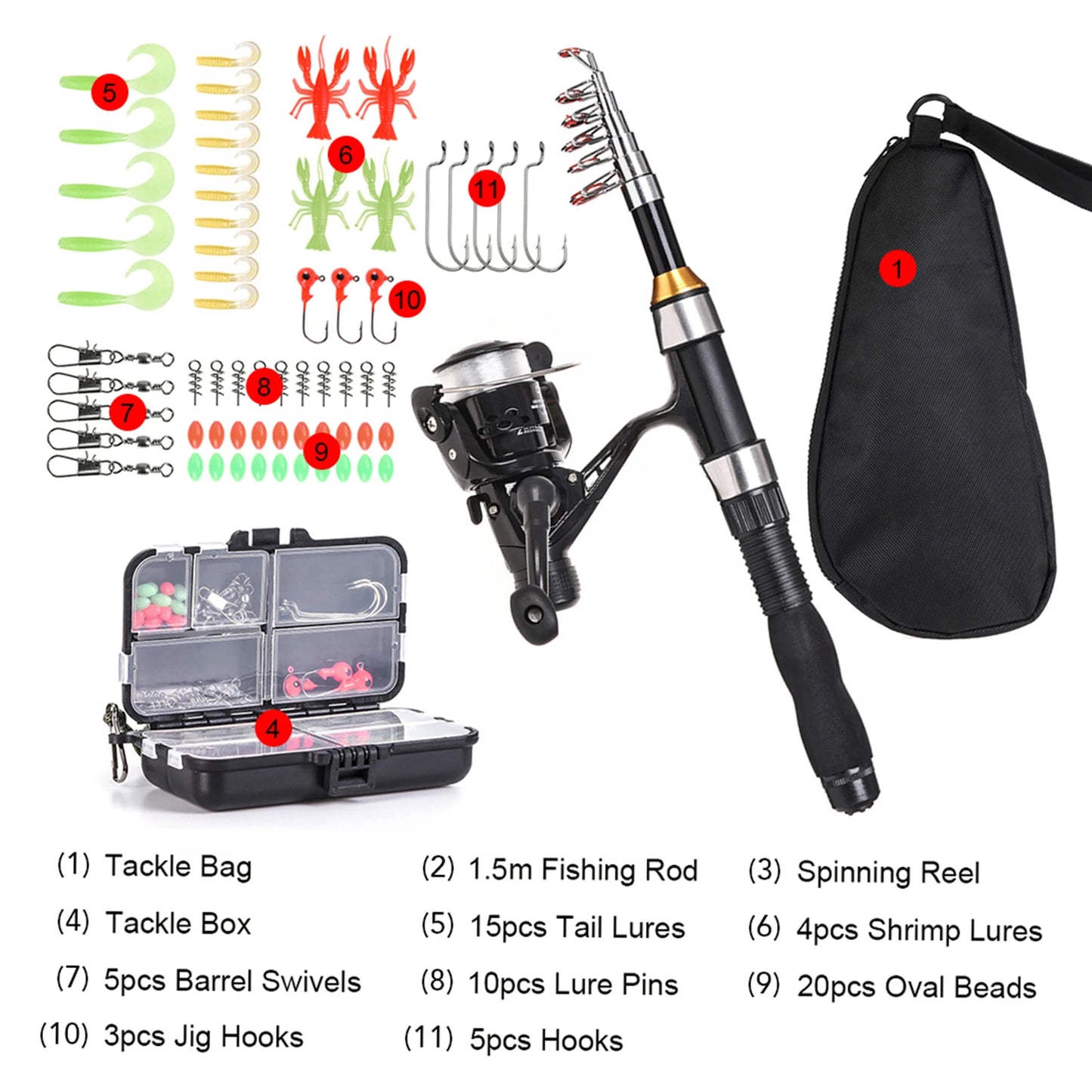 Telescopic Fishing Rod Reel Combo Full Kit With Storage Bag