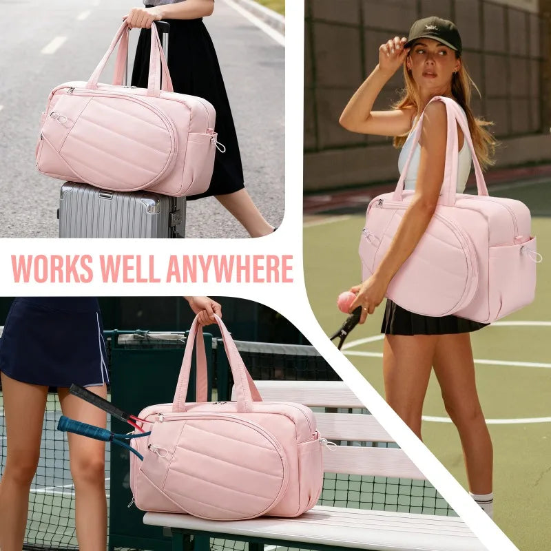Two Rackets Tennis Gym Bag With Shoe Compartment For Women