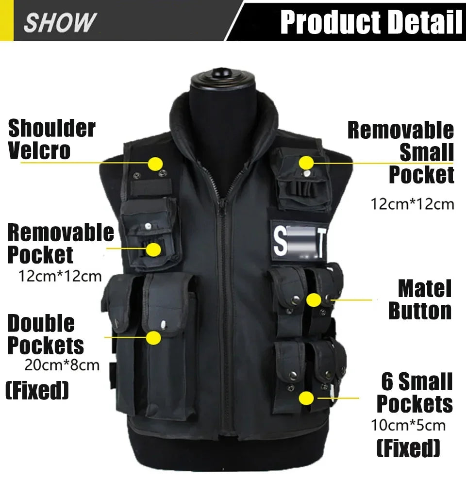 SWAT Multi Pocket Tactical Vest for Outdoor Training and Paintball