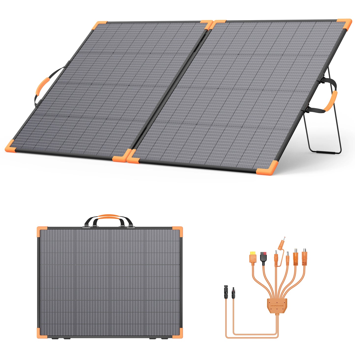 MHPOWOS 400W/200W/100W Bifacial Solar Panel Foldable Solar Charger IP68 Waterproof Solar Generator Camping RV Emergency Supply