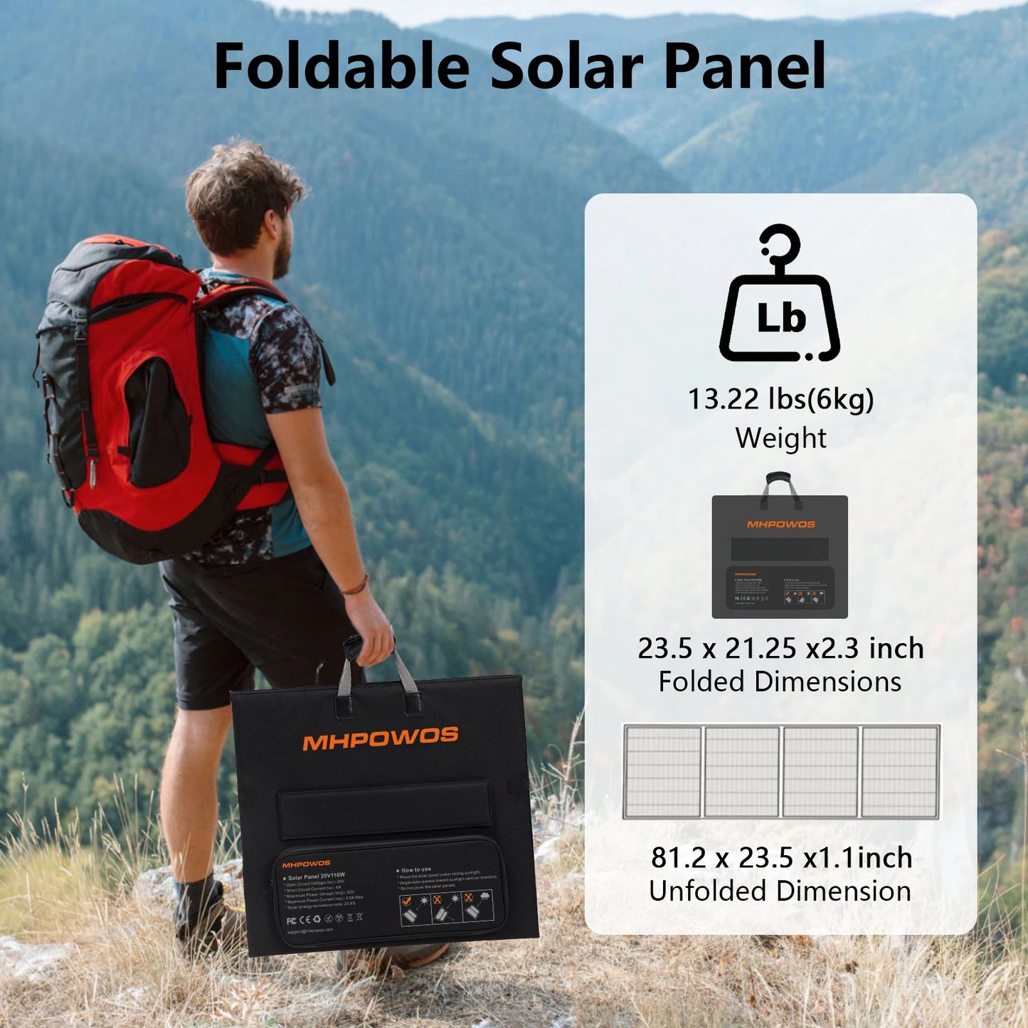 MHPOWOS 220W 40V Portable Solar Panel Kit 23.5% High Efficiency Folding Solar Charger with MC-4 Output for Power Station Camping