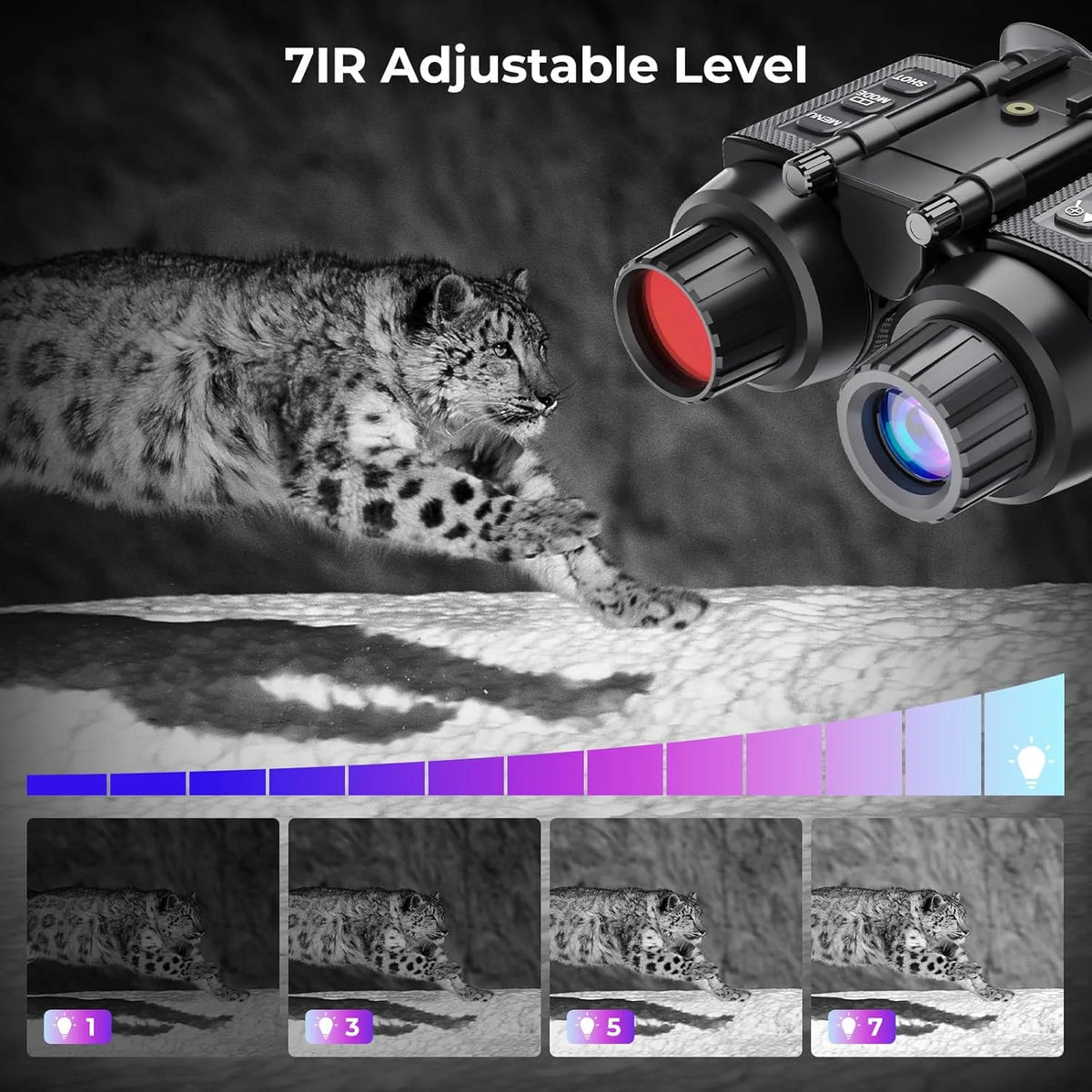 GOYOJO 4K Head-Mounted Night Vision Goggles & Binoculars – Infrared NVG with 4 Color Vision, Manual Focus & 8X Digital Zoom for Camping, and Outdoor Surveillance
