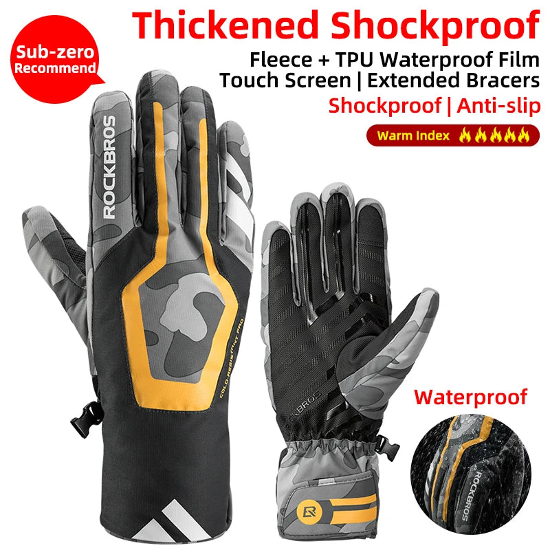 ROCKBROSCN Winter Thermal Waterproof Gloves For Men Women