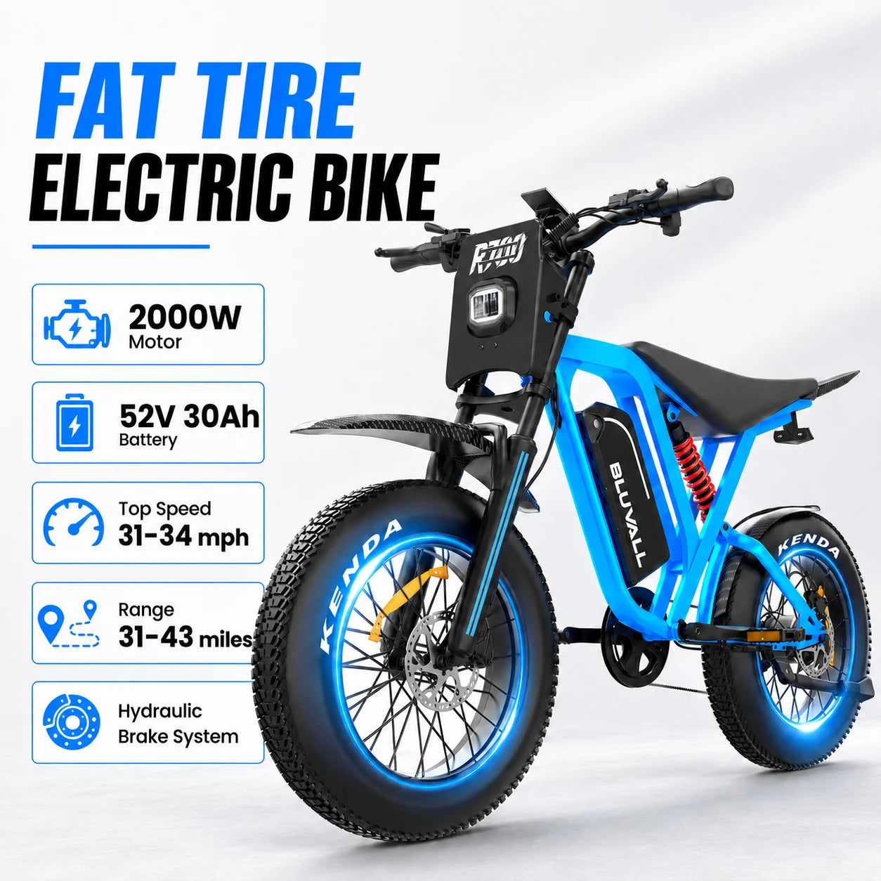 2500W electric dirt bike, 60V power supply, oil brake, shipped from warehouse in the United States e-bike Adult bike electric