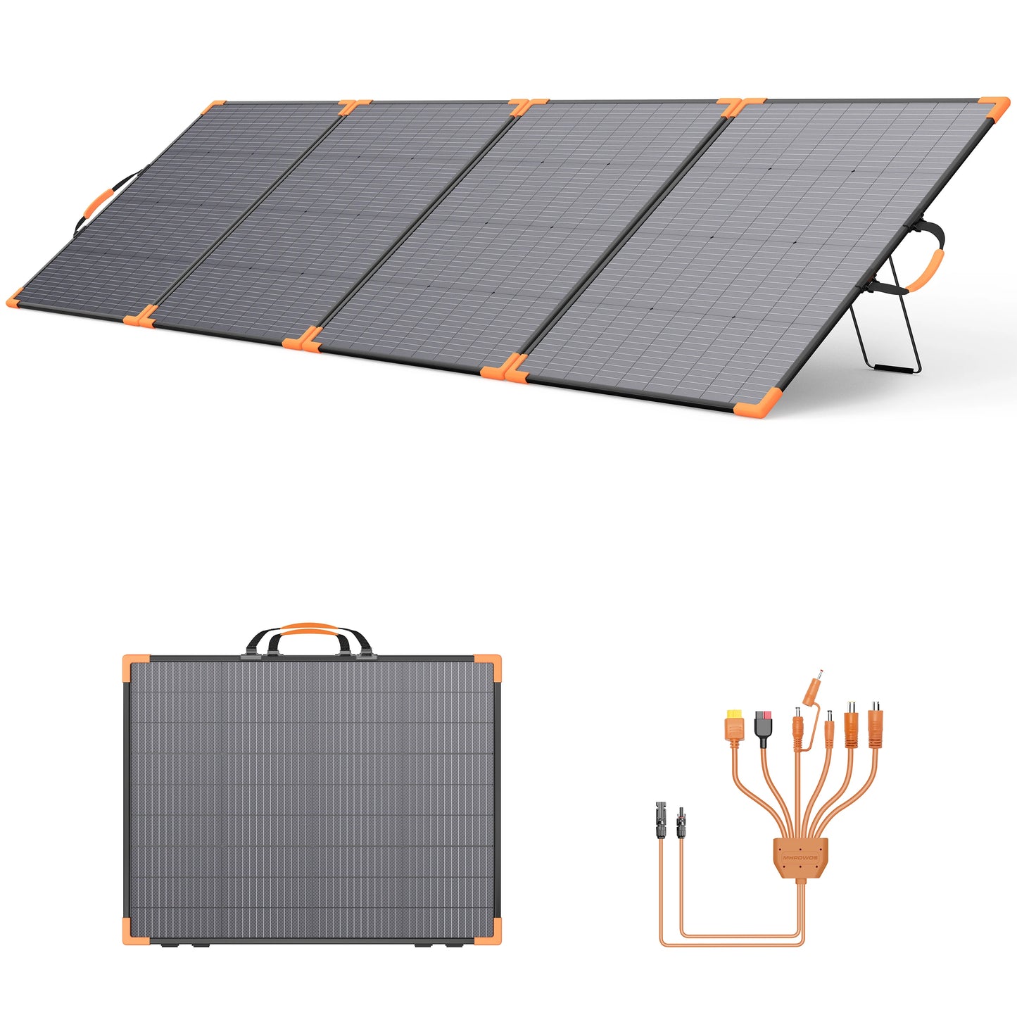 MHPOWOS 400W/200W/100W Bifacial Solar Panel Foldable Solar Charger IP68 Waterproof Solar Generator Camping RV Emergency Supply