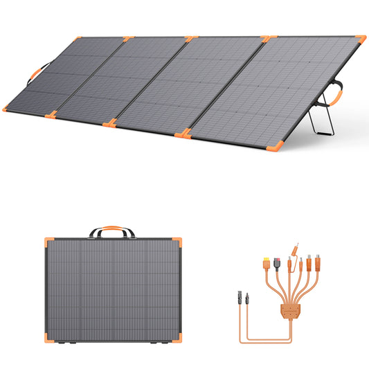 MHPOWOS 400W/200W/100W Bifacial Solar Panel Foldable Solar Charger IP68 Waterproof Solar Generator Camping RV Emergency Supply
