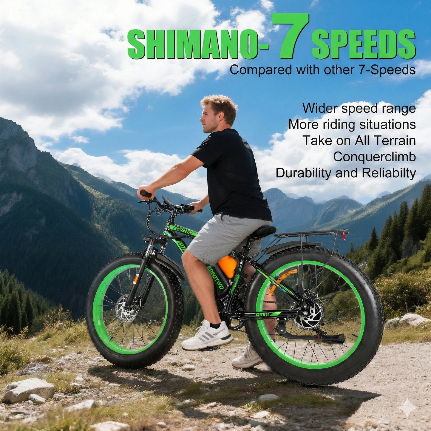 EOEOTWO Fat Tire Electric Mountain Bike 1000W Motor